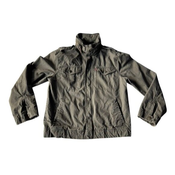 Vintage Levi’s Men's Sz M Olive Green Military Jacket Full Zip Front Zip Hood - Picture 16 of 16